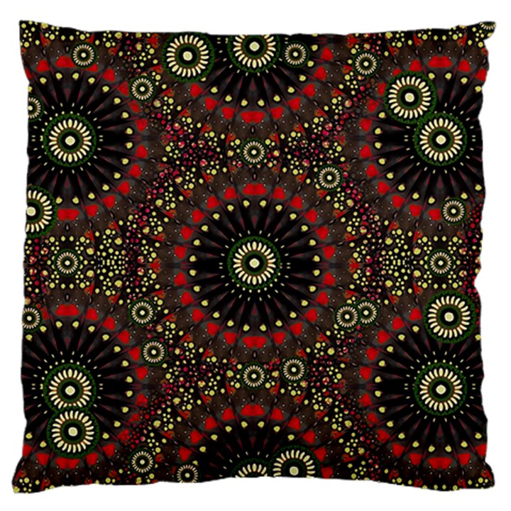 Digital Abstract Geometric Pattern in Warm Colors Large Flano Cushion Case (One Side)