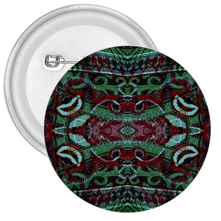 Tribal Ornament Pattern in Red and Green Colors 3  Button