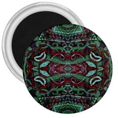 Tribal Ornament Pattern In Red And Green Colors 3  Button Magnet by dflcprints