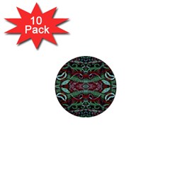 Tribal Ornament Pattern In Red And Green Colors 1  Mini Button (10 Pack) by dflcprints