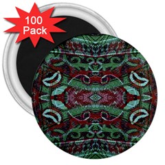 Tribal Ornament Pattern In Red And Green Colors 3  Button Magnet (100 Pack) by dflcprints