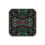 Tribal Ornament Pattern in Red and Green Colors Drink Coaster (Square) Front