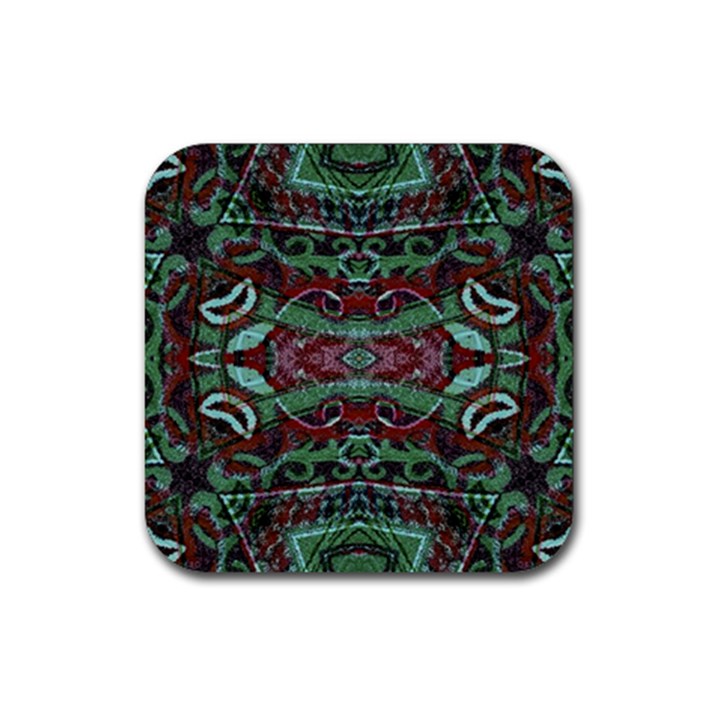 Tribal Ornament Pattern in Red and Green Colors Drink Coaster (Square)