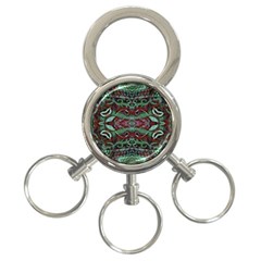 Tribal Ornament Pattern In Red And Green Colors 3-ring Key Chain by dflcprints