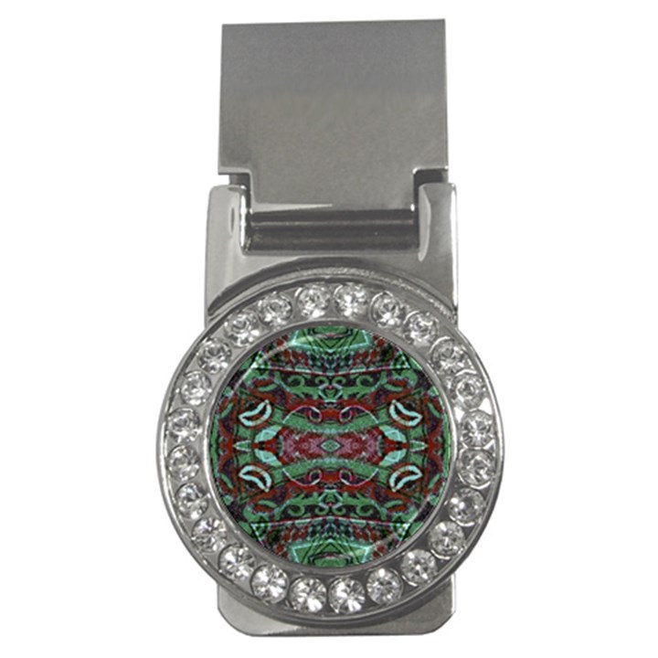 Tribal Ornament Pattern in Red and Green Colors Money Clip (CZ)