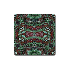 Tribal Ornament Pattern In Red And Green Colors Magnet (square) by dflcprints