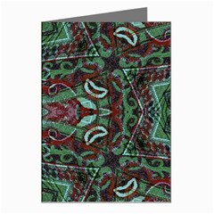 Tribal Ornament Pattern In Red And Green Colors Greeting Card (8 Pack) by dflcprints