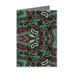 Tribal Ornament Pattern in Red and Green Colors Mini Greeting Card Left