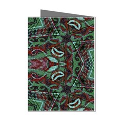 Tribal Ornament Pattern In Red And Green Colors Mini Greeting Card (8 Pack) by dflcprints