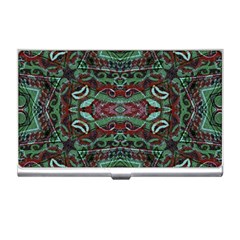 Tribal Ornament Pattern In Red And Green Colors Business Card Holder by dflcprints