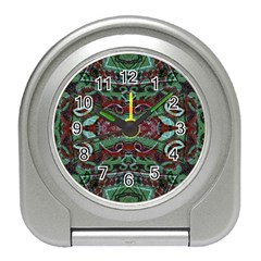 Tribal Ornament Pattern In Red And Green Colors Desk Alarm Clock by dflcprints