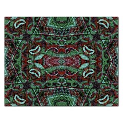 Tribal Ornament Pattern In Red And Green Colors Jigsaw Puzzle (rectangle) by dflcprints