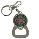 Tribal Ornament Pattern in Red and Green Colors Bottle Opener Key Chain Front