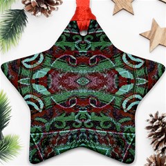 Tribal Ornament Pattern In Red And Green Colors Star Ornament (two Sides) by dflcprints