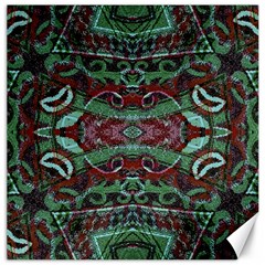 Tribal Ornament Pattern In Red And Green Colors Canvas 16  X 16  (unframed) by dflcprints