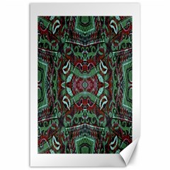 Tribal Ornament Pattern In Red And Green Colors Canvas 24  X 36  (unframed) by dflcprints