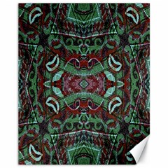 Tribal Ornament Pattern In Red And Green Colors Canvas 11  X 14  (unframed) by dflcprints