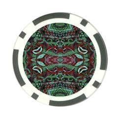 Tribal Ornament Pattern In Red And Green Colors Poker Chip by dflcprints