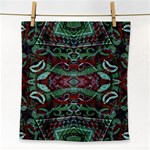 Tribal Ornament Pattern in Red and Green Colors Face Towel Front