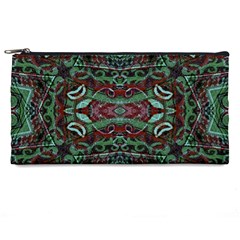 Tribal Ornament Pattern In Red And Green Colors Pencil Case by dflcprints