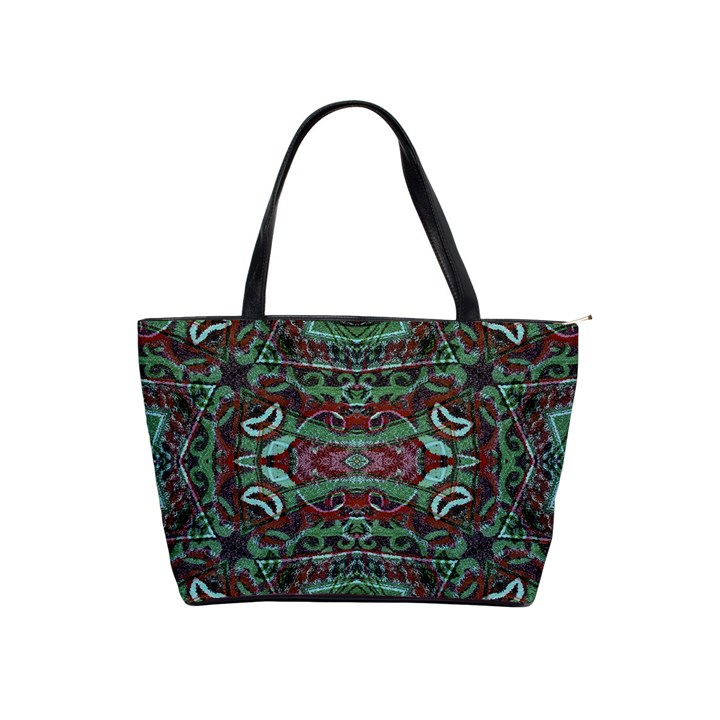 Tribal Ornament Pattern in Red and Green Colors Large Shoulder Bag