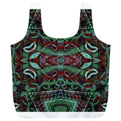 Tribal Ornament Pattern In Red And Green Colors Reusable Bag (xl) by dflcprints