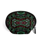 Tribal Ornament Pattern in Red and Green Colors Accessory Pouch (Small) Front