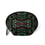 Tribal Ornament Pattern in Red and Green Colors Accessory Pouch (Small) Back