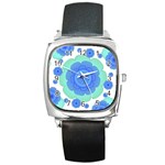 Retro Style Decorative Abstract Pattern Square Leather Watch Front