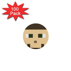 Custom Block Head 1  Mini Button (100 Pack) by BlockCrafts