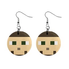 Custom Block Head Mini Button Earrings