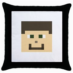 Custom Block Head Black Throw Pillow Case by BlockCrafts