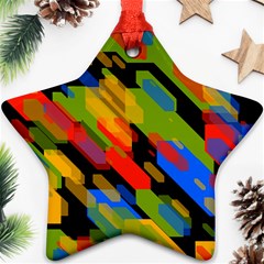 Colorful Shapes On A Black Background Ornament (star) by LalyLauraFLM