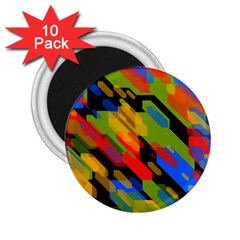 Colorful Shapes On A Black Background 2 25  Magnet (10 Pack) by LalyLauraFLM