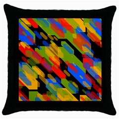 Colorful Shapes On A Black Background Throw Pillow Case (black) by LalyLauraFLM