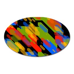 Colorful Shapes On A Black Background Magnet (oval) by LalyLauraFLM