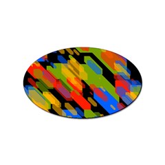 Colorful Shapes On A Black Background Sticker Oval (10 Pack) by LalyLauraFLM