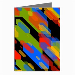 Colorful Shapes On A Black Background Greeting Card by LalyLauraFLM