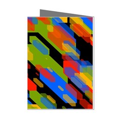 Colorful Shapes On A Black Background Mini Greeting Cards (pkg Of 8) by LalyLauraFLM