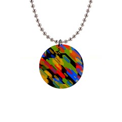 Colorful Shapes On A Black Background 1  Button Necklace by LalyLauraFLM