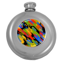 Colorful Shapes On A Black Background Hip Flask (5 Oz) by LalyLauraFLM