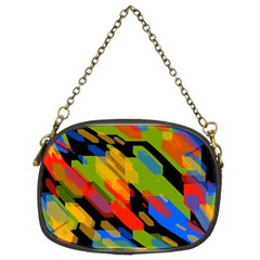 Colorful Shapes On A Black Background Chain Purse (two Sides) by LalyLauraFLM