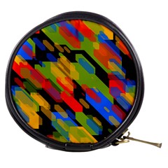 Colorful Shapes On A Black Background Mini Makeup Bag by LalyLauraFLM