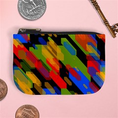 Colorful Shapes On A Black Background Mini Coin Purse by LalyLauraFLM