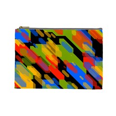 Colorful Shapes On A Black Background Cosmetic Bag (large) by LalyLauraFLM