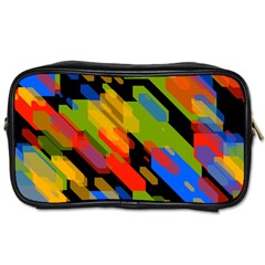 Colorful Shapes On A Black Background Toiletries Bag (two Sides) by LalyLauraFLM