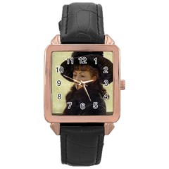 Anonymous Reading Rose Gold Leather Watch 