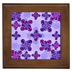 Deluxe Ornate Pattern Design In Blue And Fuchsia Colors Framed Ceramic Tile by dflcprints