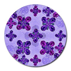 Deluxe Ornate Pattern Design In Blue And Fuchsia Colors 8  Mouse Pad (round) by dflcprints