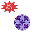 Deluxe Ornate Pattern Design in Blue and Fuchsia Colors 1  Mini Button (100 pack) Front